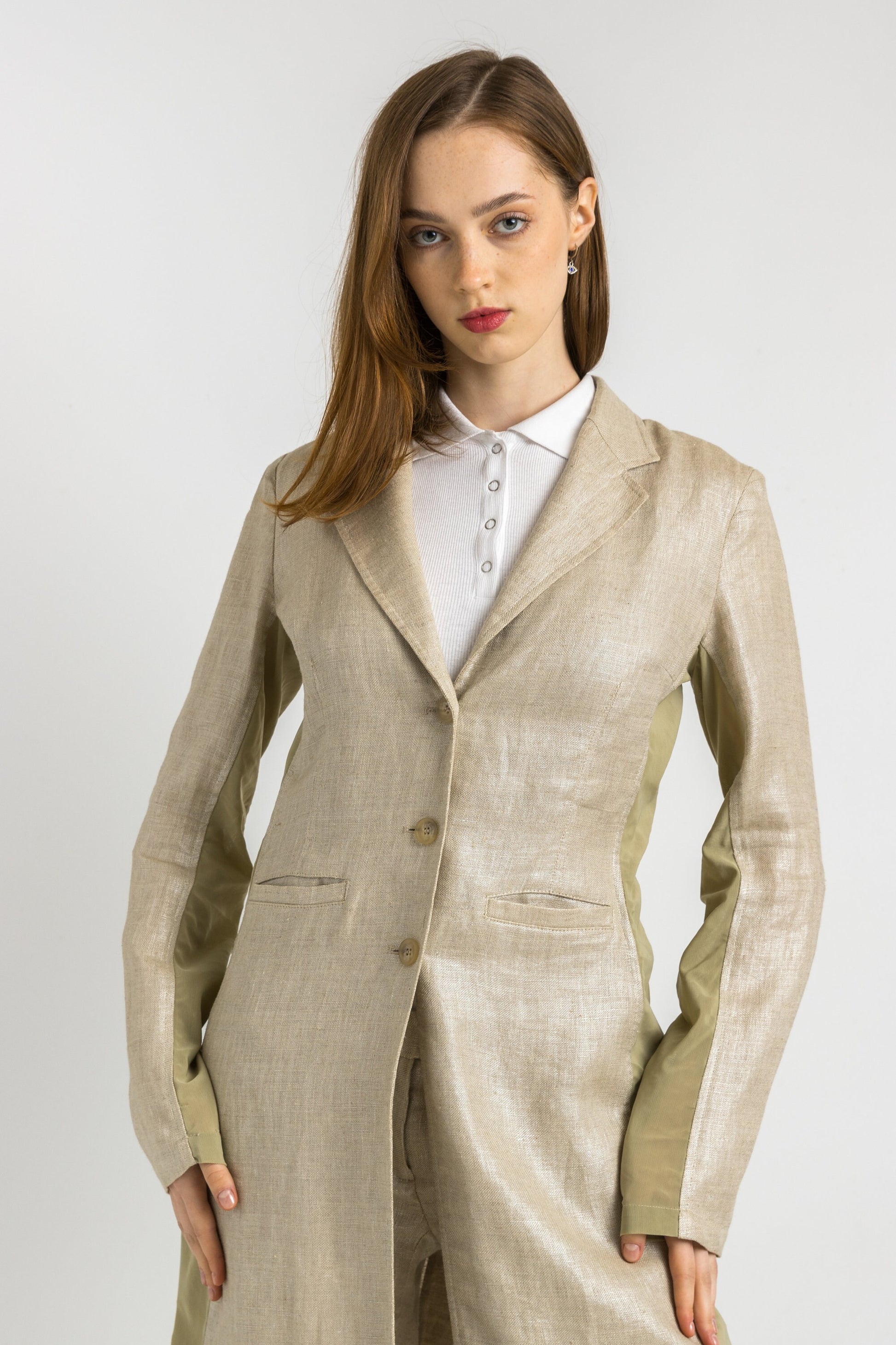 90s Liu Jo linen suit, 90s beige linen Liu Jo pants suit with buttons blazer, elegant Liu Jo Italian jacket and pants set