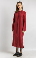 Vintage 90s Calvin Klein Linen Maroon Long Baby Doll Grunge Dress 1990s Old Stock Calvin Klein Dress Womens USA 8