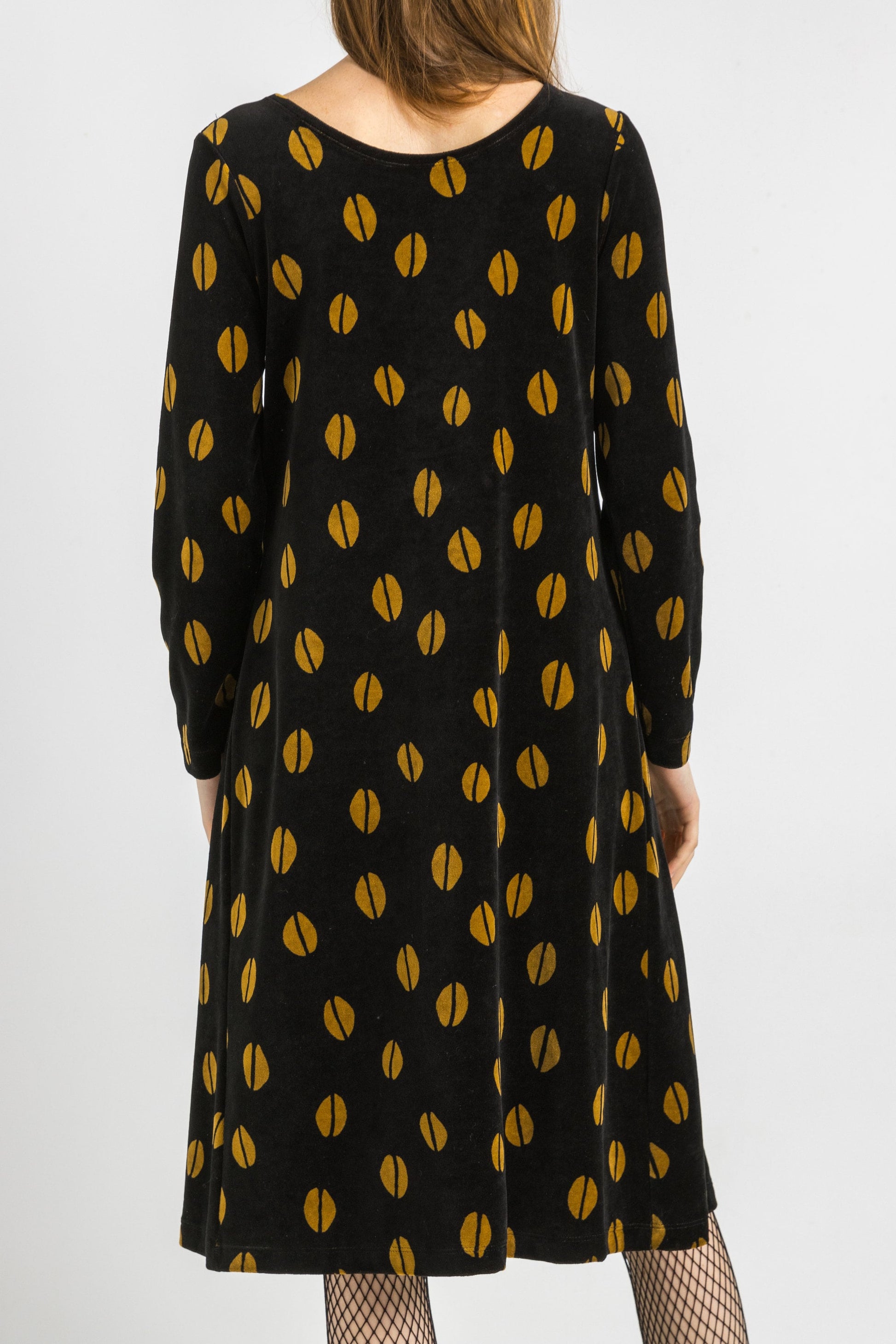 Women's Gudrun Sjoden Dress Velor Leafes Sweater Size Small Black Yellow