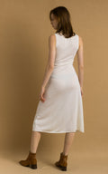 00s Vintage Hugo Boss White Summer Woman Pencil Small Dress with Short Sleeve Maxi Long Length Dress