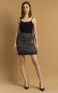 90s Sonia Rykiel Wool Mohair Ruffle Knee Length Skirt size 40 Small