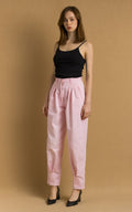 80s Vintage Pink Tapered Cotton High Waisted Woman Summer High Waisted Moms Trousers fits size Small