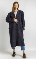 60s Woman Checked Oversized Lambswool Coat Women Vintage 70s fall coat long wool coat outerwear maxi winter coat vintage clothing size M