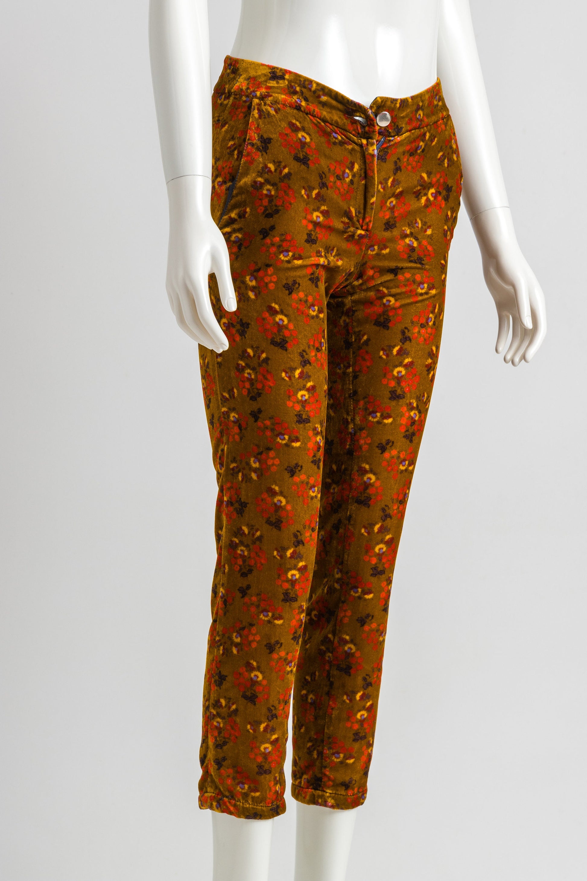 ROSEANNA Abstract Floral Print Pants / Floral Print Velor Skinny Pants / Made in France