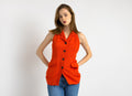 90s Vintage LAUREL Escada Red Cotton Vest / Red Woman Vest / Woman Buttons Vest / Woman Vest / Designer Laurel Clothing size Small