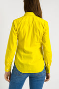 90s Vintage Ralph Lauren Yellow Logo Long Sleeve Buttons Up Woman Shirt in 8 size/ Vintage Ralph Lauren Yellow Woman Shirt