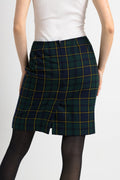 80s Vintage Tartan Plaid Wool Green Mini Skirt, Mini Skirt in Green