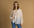 90s Vintage Cerruti Silk Seta White Buttons Up Blouse Shirt Oversized Summer Girlfriend Gift/ Vintage Woman SILK Blouse