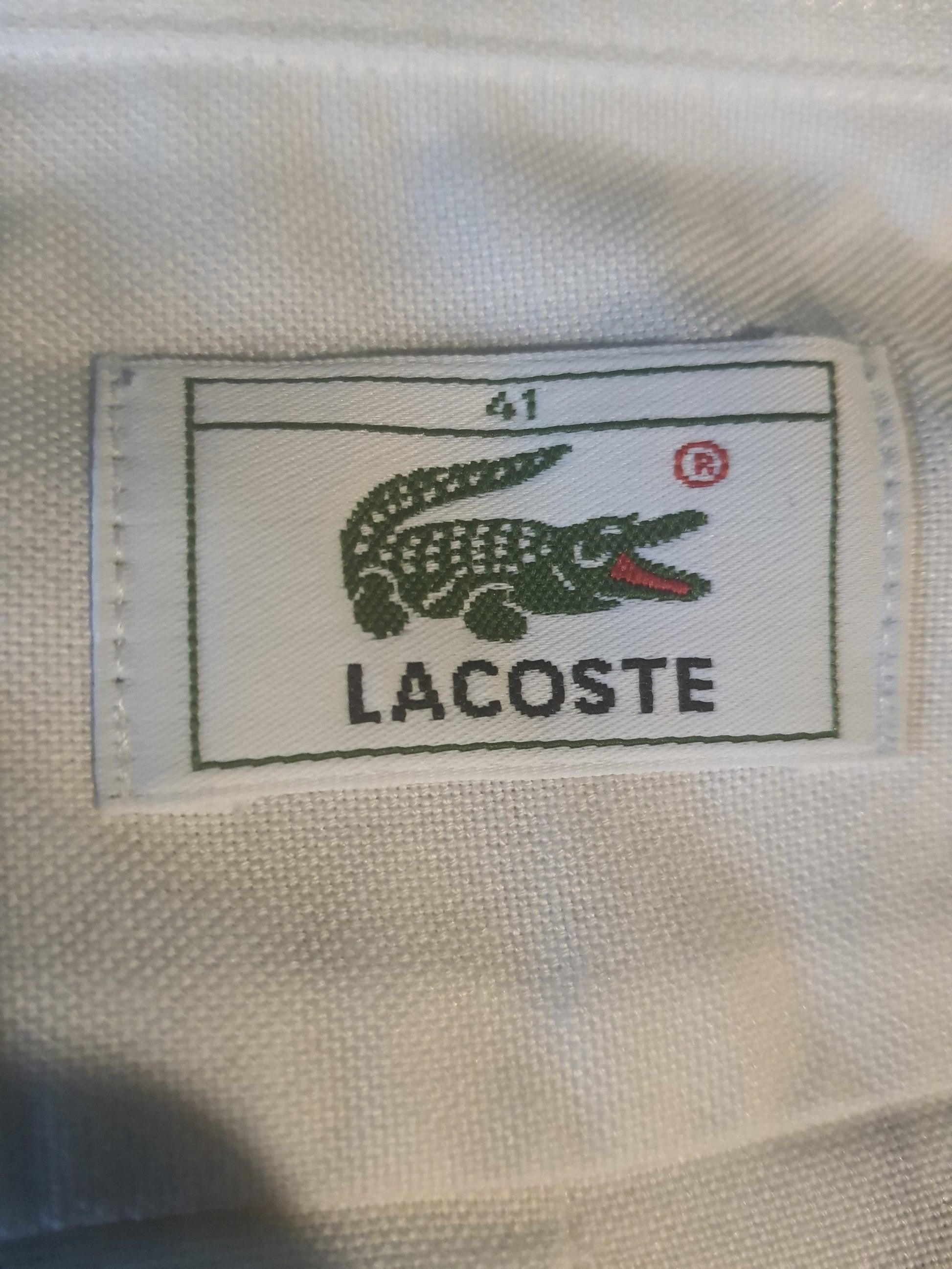 Vintage Lacoste White Cotton Logo Long Sleeve Buttons Up Woman Shirt/ Vintage Lacoste Unisex White L Woman Shirt