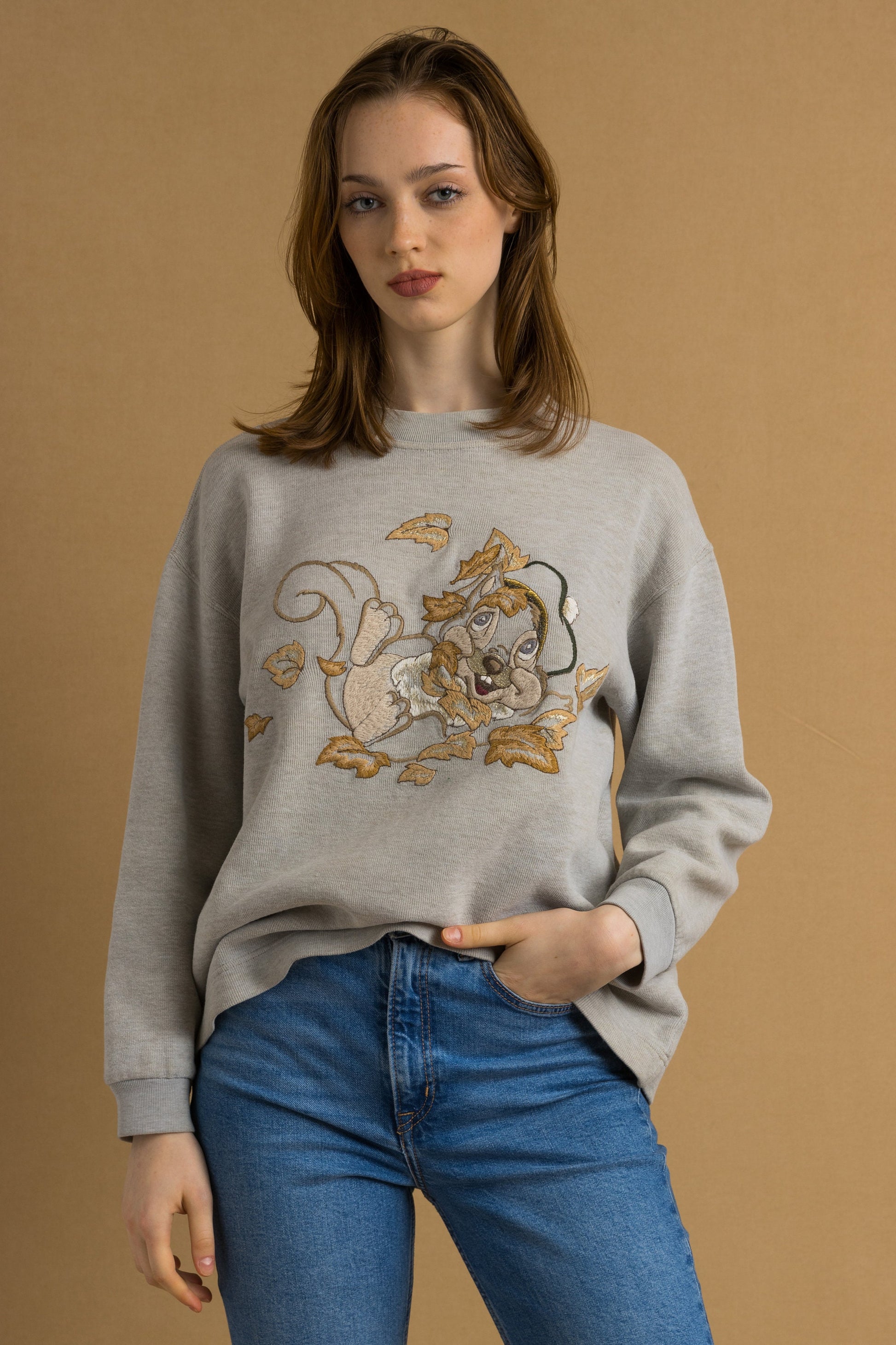 90s Vintage Italian Retro ICEBERG Graphic Print Woman Sweatshirt. Vintage Woman Iceberg Squirrel Jumper. Vintage Graphic Sweater