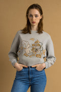 90s Vintage Italian Retro ICEBERG Graphic Print Woman Sweatshirt. Vintage Woman Iceberg Squirrel Jumper. Vintage Graphic Sweater