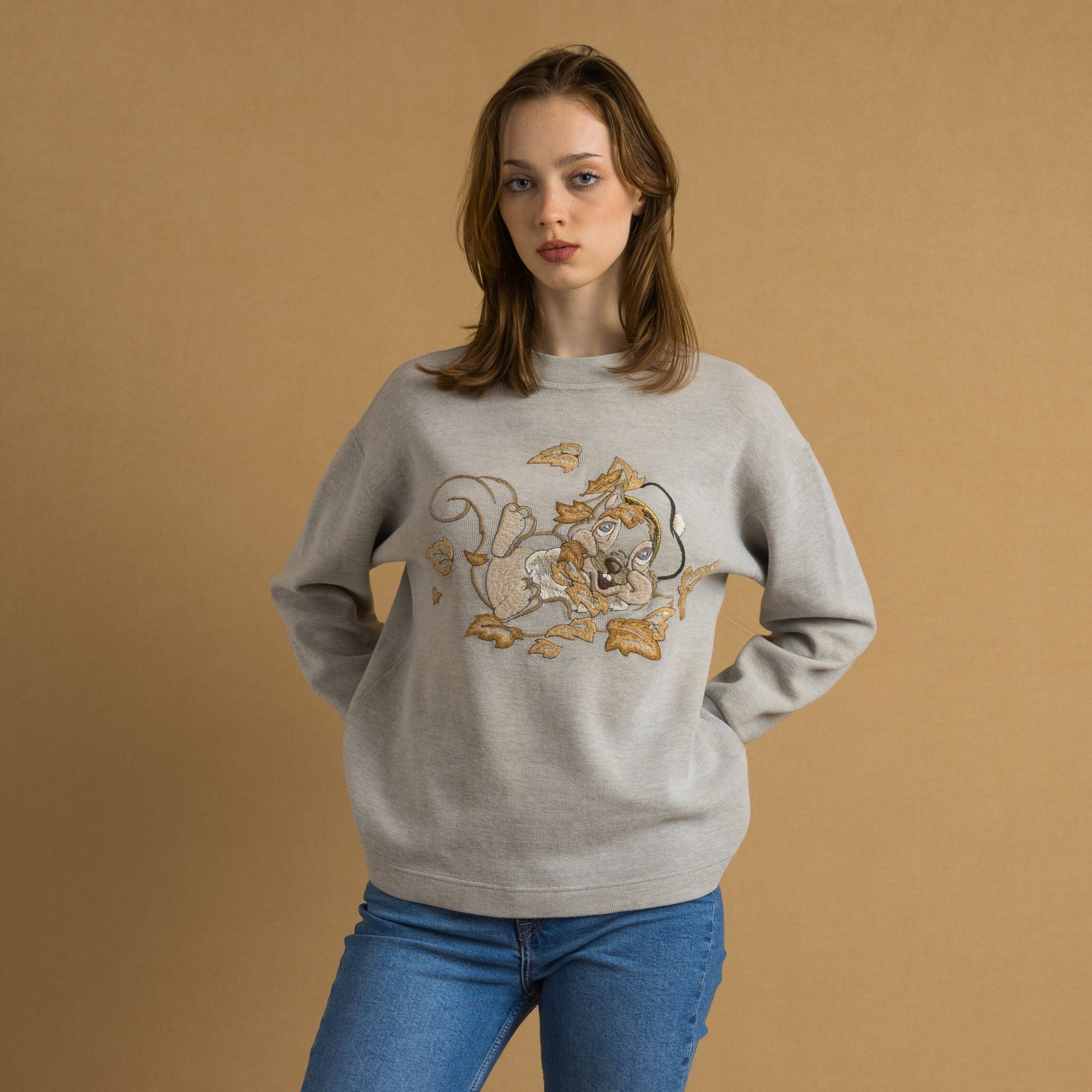 90s Vintage Italian Retro ICEBERG Graphic Print Woman Sweatshirt. Vintage Woman Iceberg Squirrel Jumper. Vintage Graphic Sweater