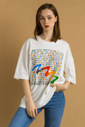 00s Vintage I rainbow Graphic T Shirt - Women's XL | Vintage White Graphic Print Tee