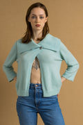 90s Vintage 100% Cashmere Blue Button Up Sweater Jumper Cardigan Girlfriend Gift Present Womans Wear Vintage Clothes