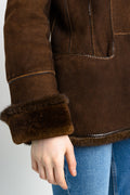 Women Sheepskin Coat 90s, Size M, Mink Suede Vintage Coat, Deadstock New with Tags, Worn In Shearling Coat, Sustainable Winter Outerwear