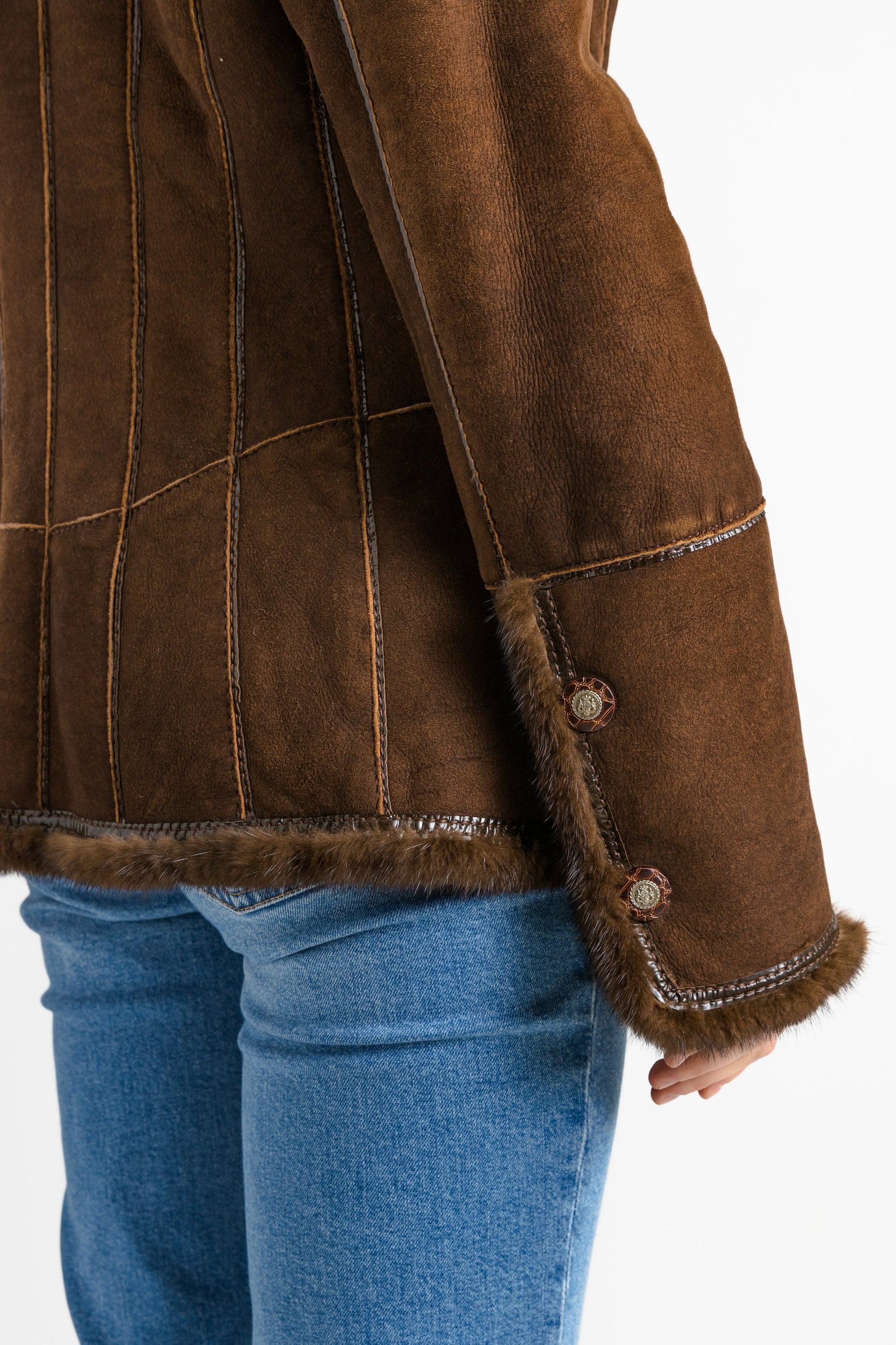 Women Sheepskin Coat 90s, Size M, Mink Suede Vintage Coat, Deadstock New with Tags, Worn In Shearling Coat, Sustainable Winter Outerwear