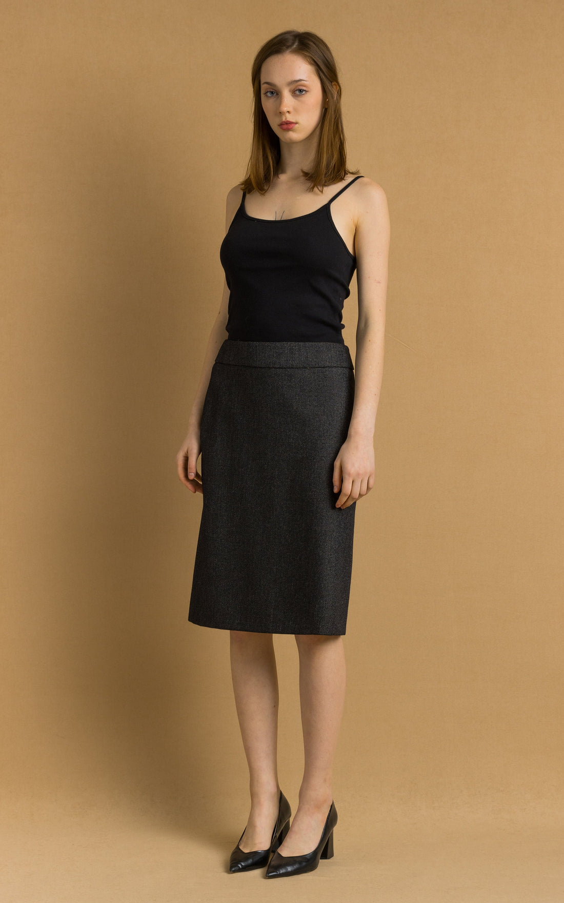 Vintage 90s MaxMara Wool Blend High Waisted Skirt/ Knee Length SKirt | Made in Italy | 1990s Max Mara Designer Skirt