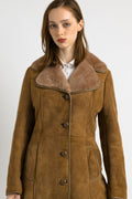 Sheepskin Leather Coat 80s, Size S Brown Shearling Fur Coat, Brown Sheepskin Overcoat, Vintage Sheepskin Coat, Penny Lane, Winter Outerwear