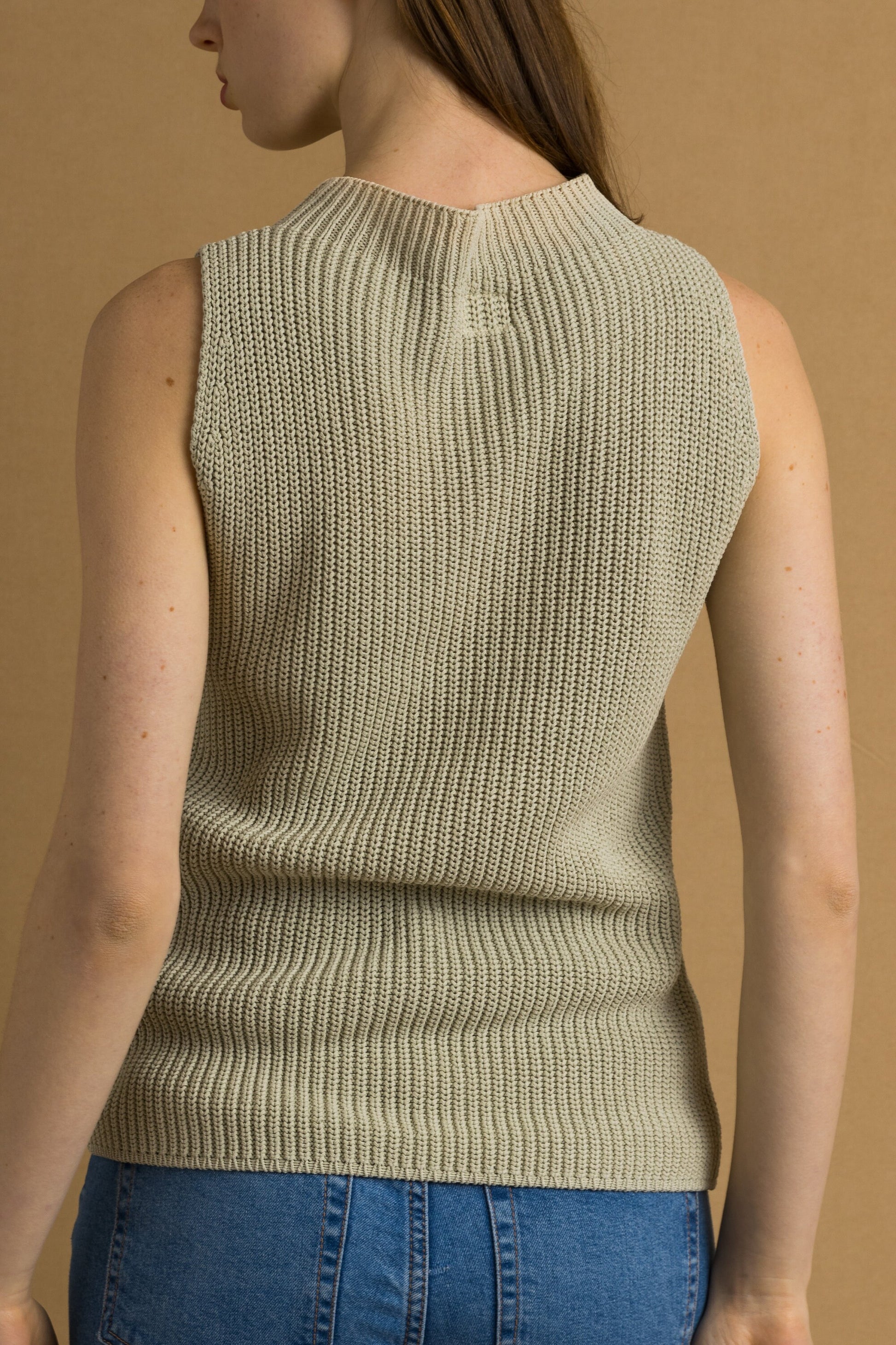 90s Vintage C.P. Company Light Khaki Knit Vest size Medium/ Vintage Woman Casuam Minimalist Clothing Jumper