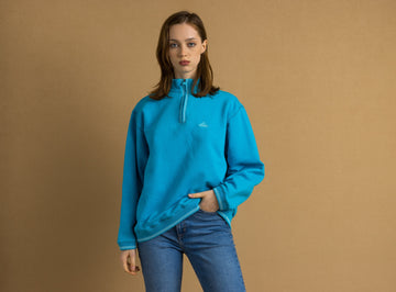 Medium 90s Adidas Zip Fastens Sweatshirt | Vintage Blue Zip Woman Adidas Small Logo Crewneck Raglan Sleeve Rave Sweater Top Pullover