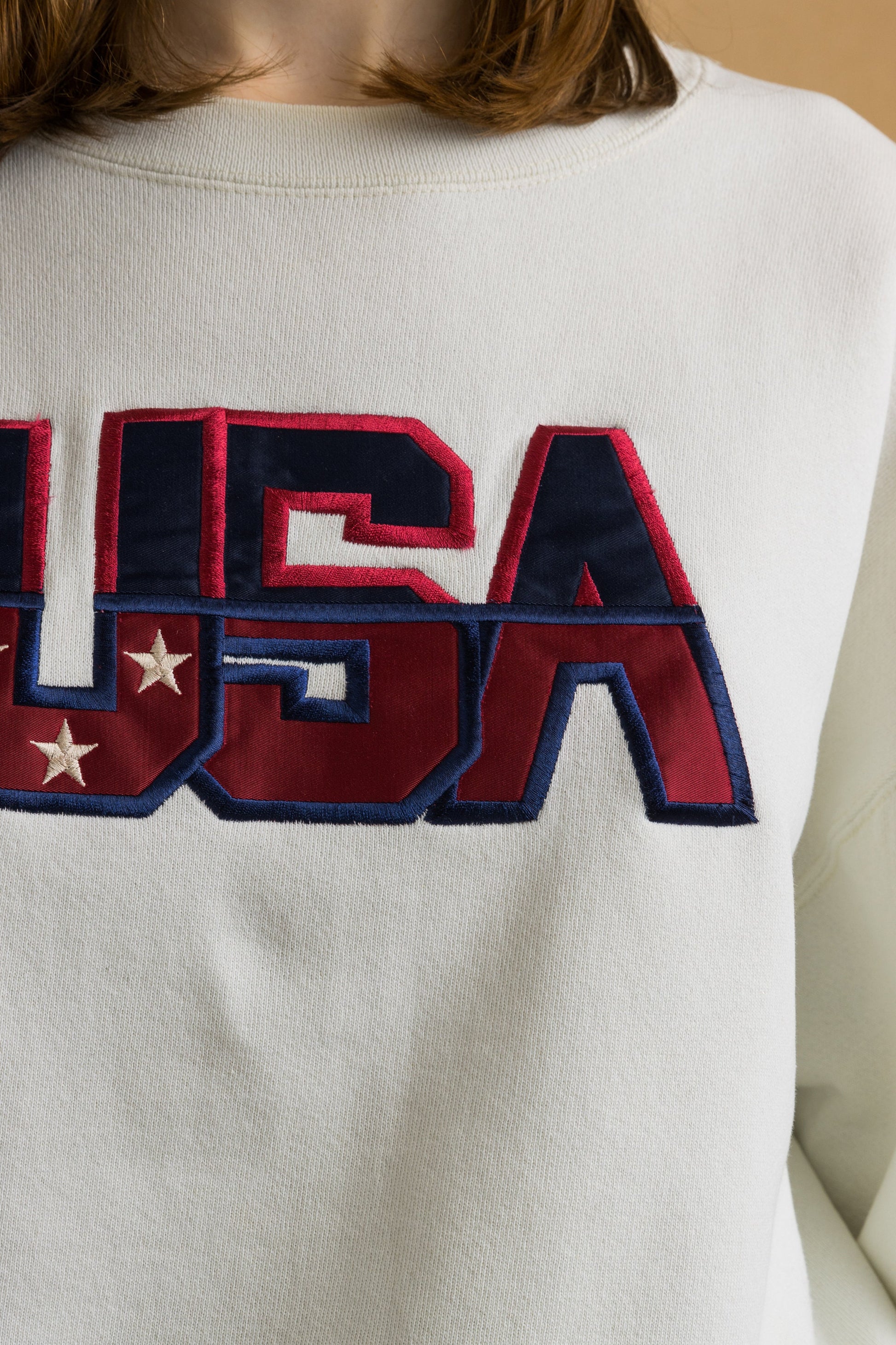 80s Vintage USA Logo Embroidery Vintage Sweatshirt Long Sleeve Woman Vintage Print Sweater. Vintage Woman Print Jumper size L Large