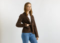 Suede Moto Jacket Women Vintage 80s Bomber Biker Jacket edgy Brown Motorcycle 80s Grunge Jacket Brown Leather Jacket Size XL