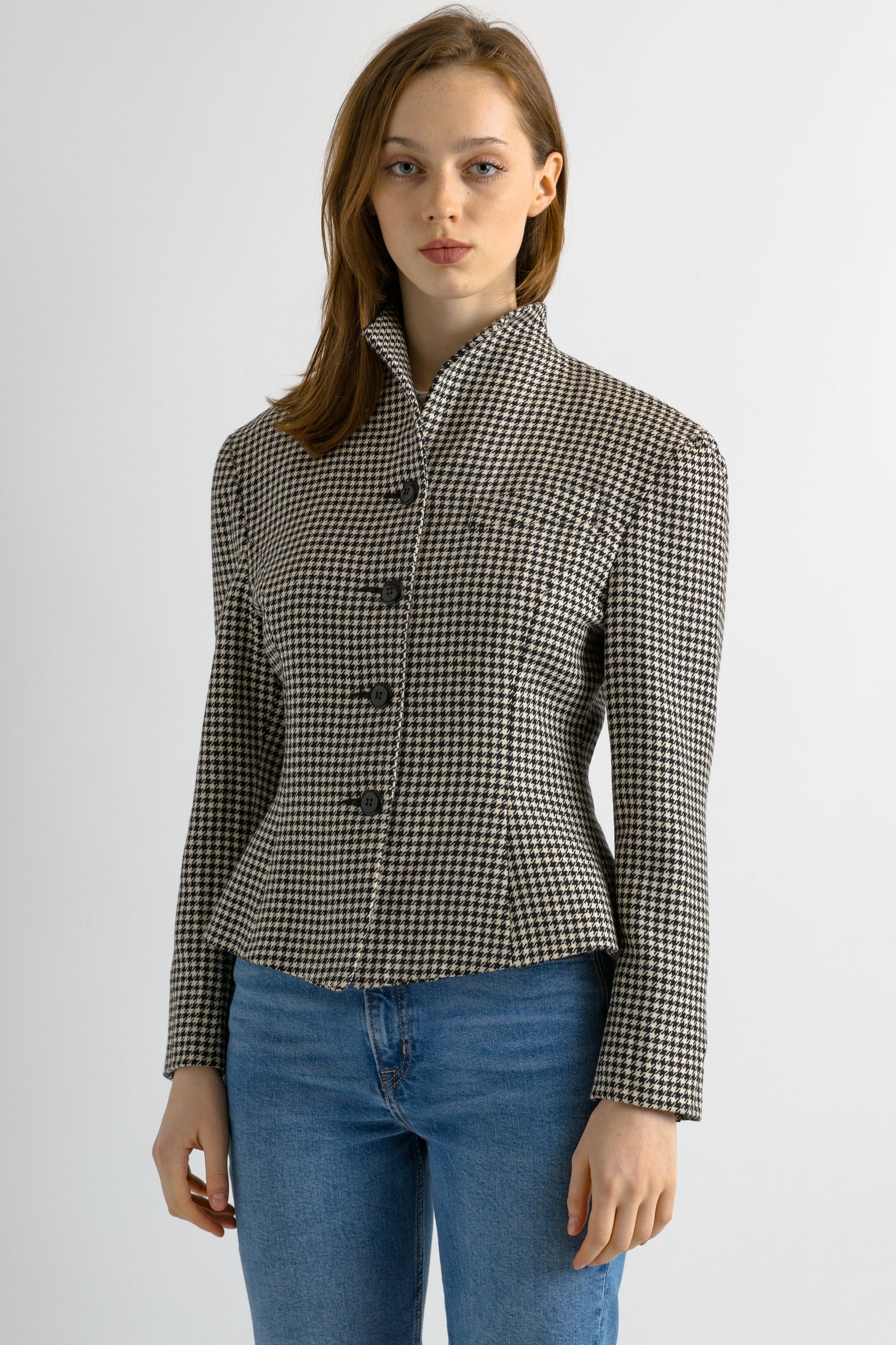 80s Vintage Vtg Rare Pure Wool Woolmark Black White Check Blazer Jacket Button Up Girlfriend Gift Present/ Vintage Woman Blazer