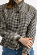 80s Vintage Vtg Rare Pure Wool Woolmark Black White Check Blazer Jacket Button Up Girlfriend Gift Present/ Vintage Woman Blazer