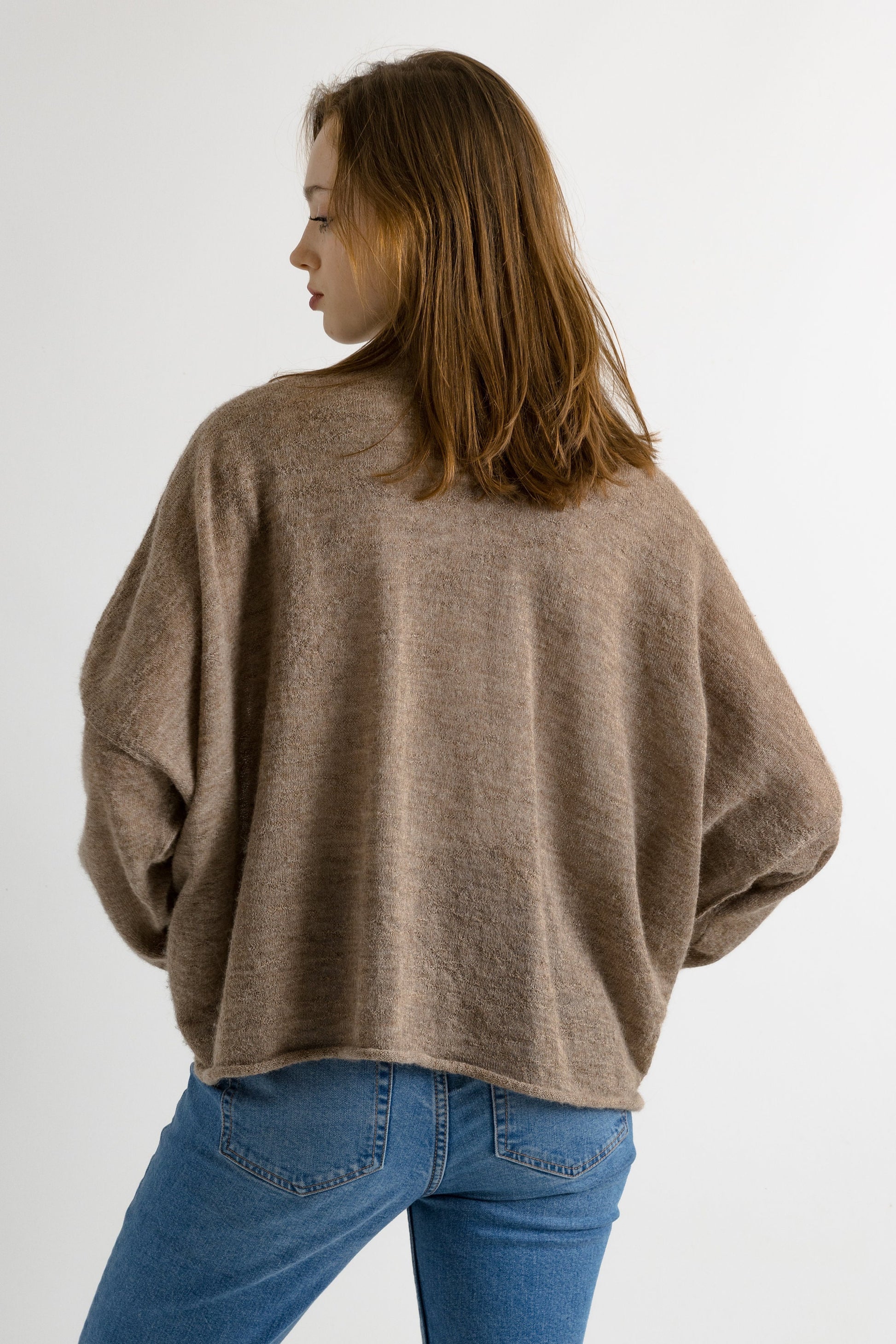 80s Vintage Woman Alpaca Hand Made in Peru Woman Cardigan Jumper Sweater Top One Size/ Vintage Woman Brown Cardigan Jumper Sweater