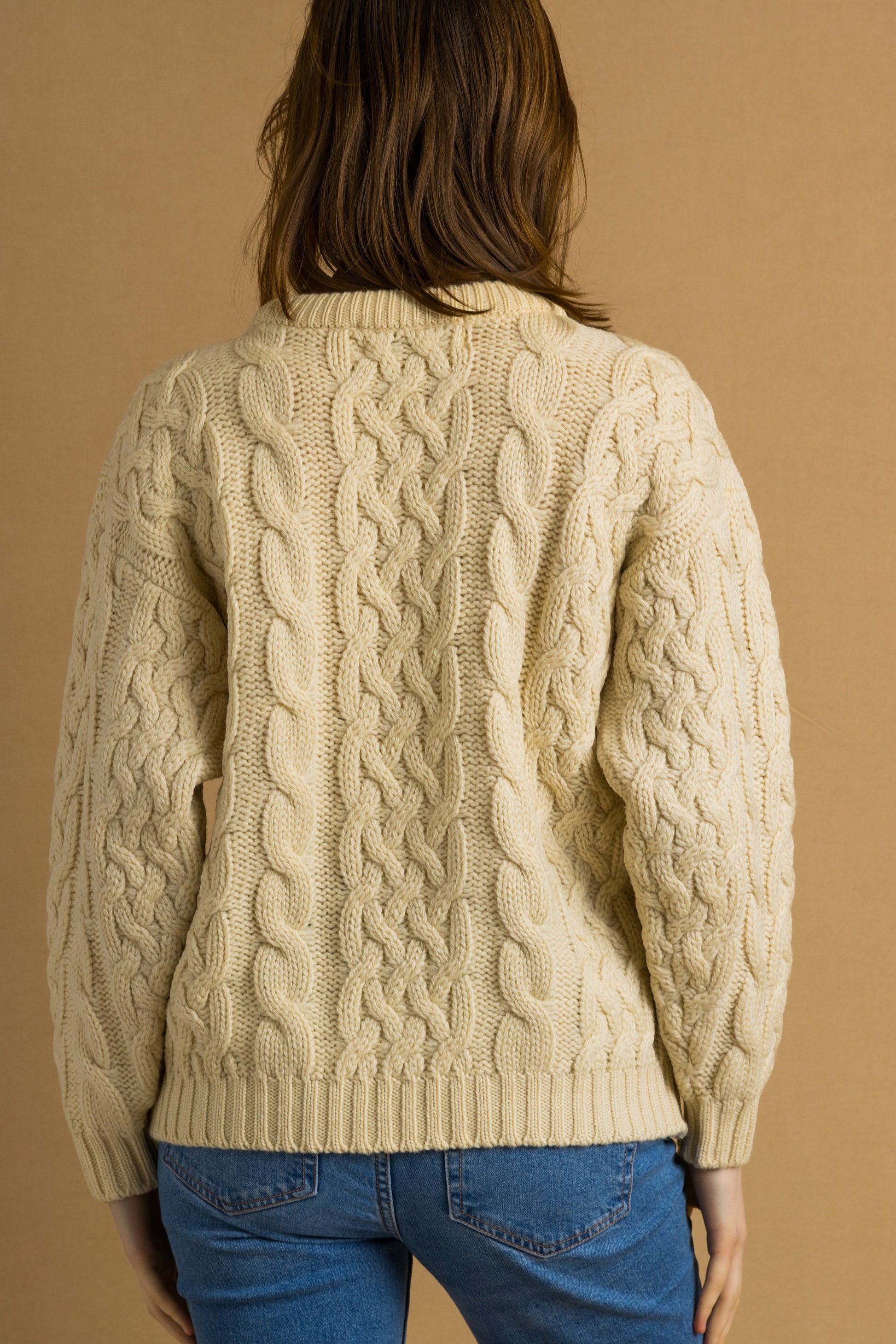 70s Vintage Oldschool Scotland Scandi Knitwear Handknitted Pullover Wool Sweater Jumper Pullover/ Vintage Fisherman Beige Pullover