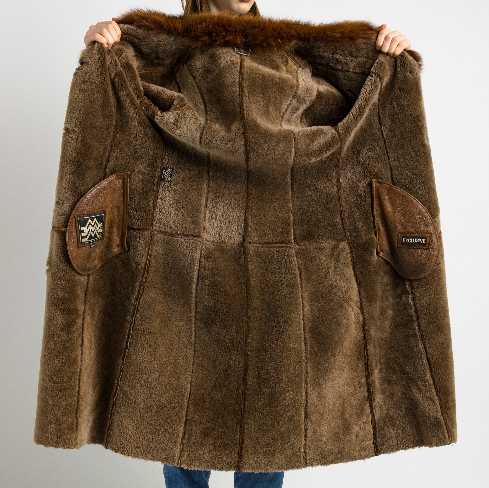 80s Boyut Vintage Suede Sheepskin Leather Shearling Fastens Coat size Medium/Vintage Leather Shearling Coat/Vintage Woman Winter Suede Coat