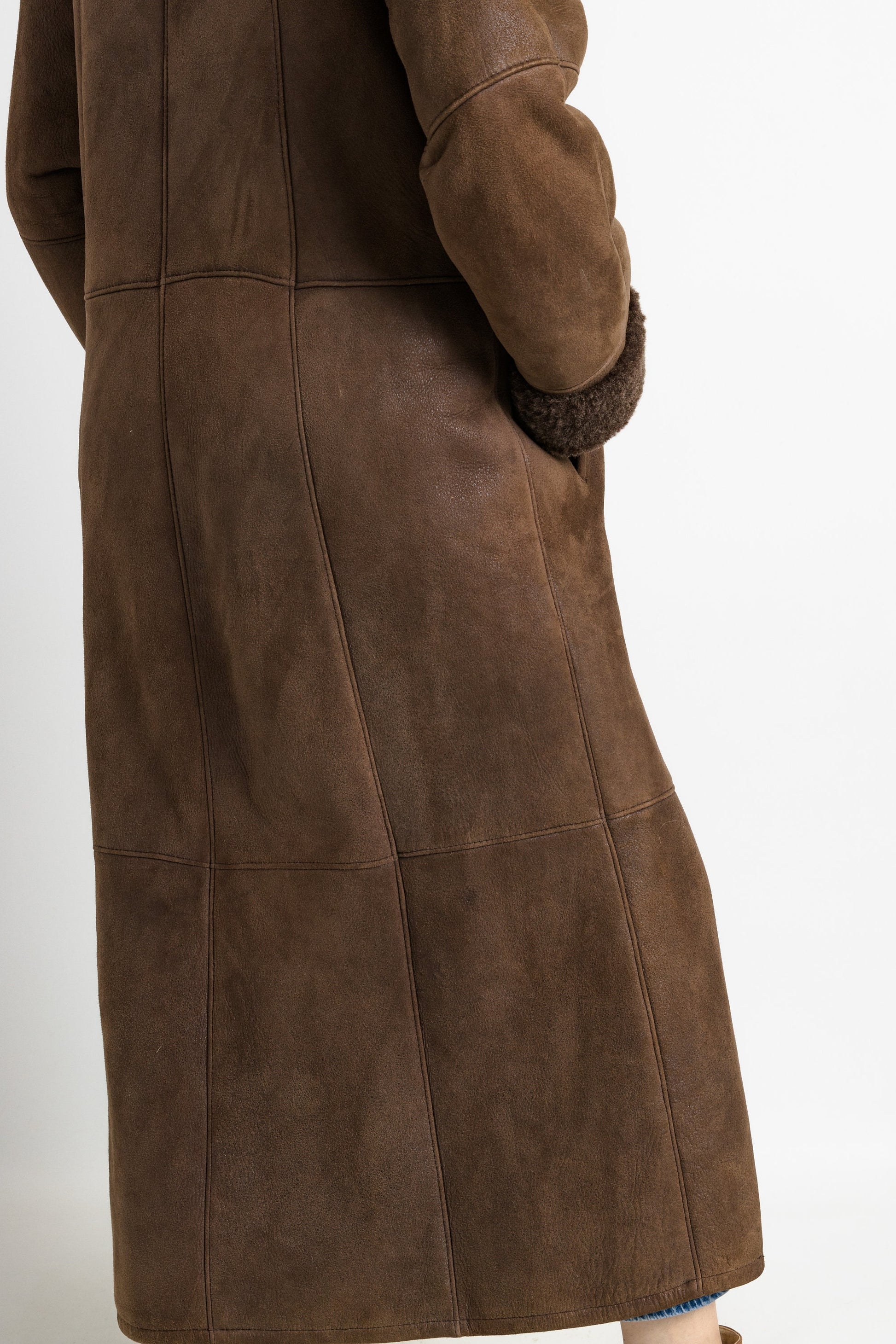 80s Temer Vintage Suede Sheepskin Leather Shearling Fastens Coat size Medium/Vintage Leather Shearling Coat/Vintage Woman Winter Suede Coat