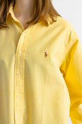 Vintage Ralph Lauren Yellow Cotton Logo Long Sleeve Buttons Up Unisex Shirt/ Vintage Ralph Lauren Unisex Yellow Size M Man Shirt