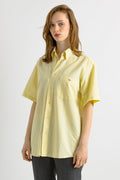 Vintage Lacoste Yellow Cotton Logo Short Sleeve Buttons Up Unisex Shirt/ Vintage Lacoste Unisex Yellow Size M Man Shirt