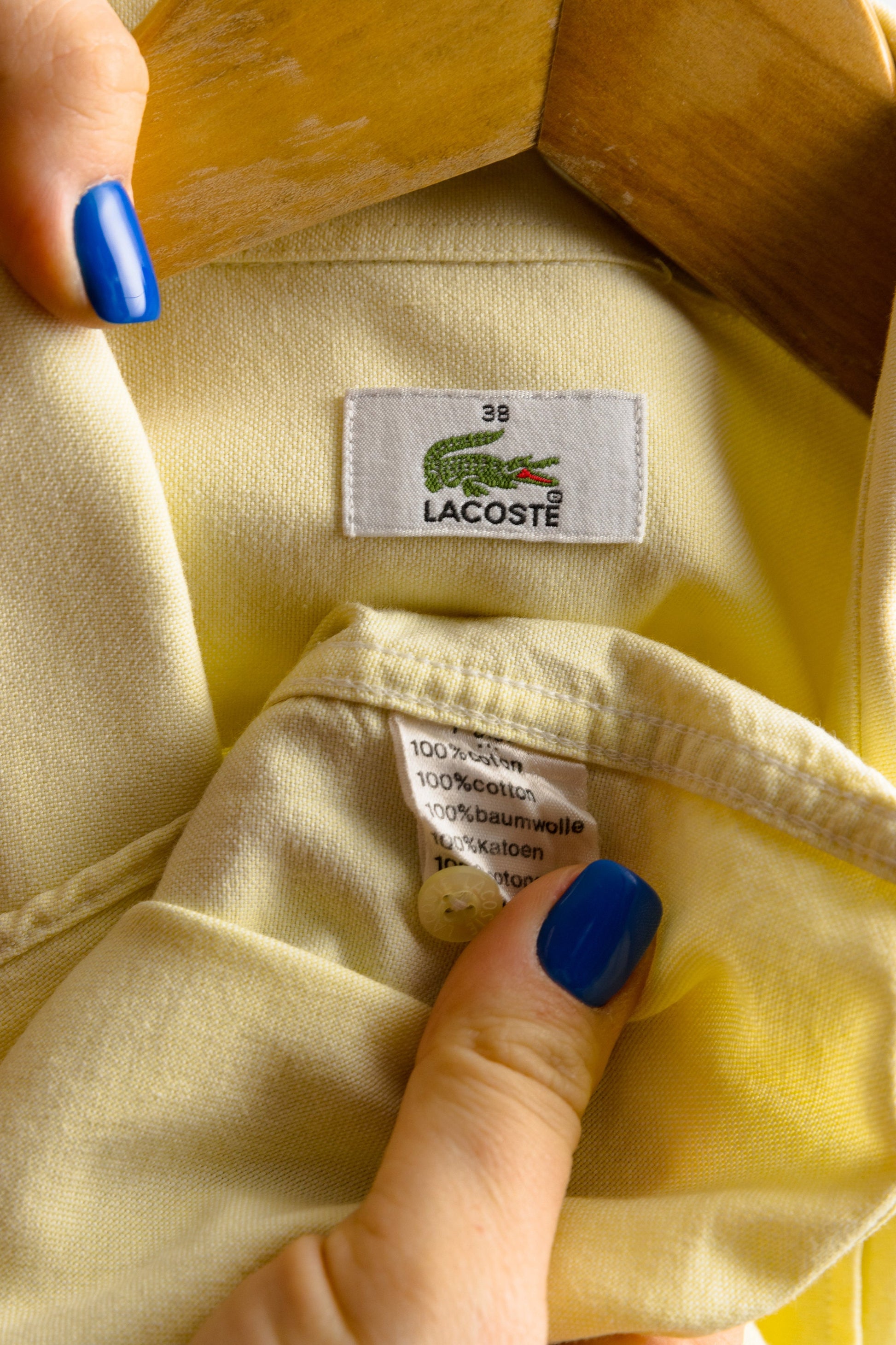 Vintage Lacoste Yellow Cotton Logo Short Sleeve Buttons Up Unisex Shirt/ Vintage Lacoste Unisex Yellow Size M Man Shirt