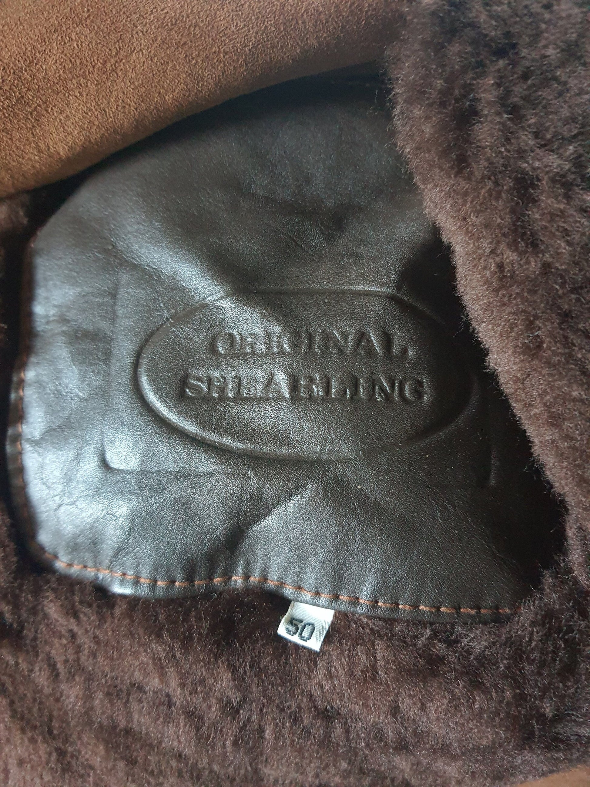 80s Vintage Suede Sheepskin Leather Shearling Fastens Coat size Mens 50/Vintage Leather Shearling Coat/Vintage Woman Winter Suede Coat