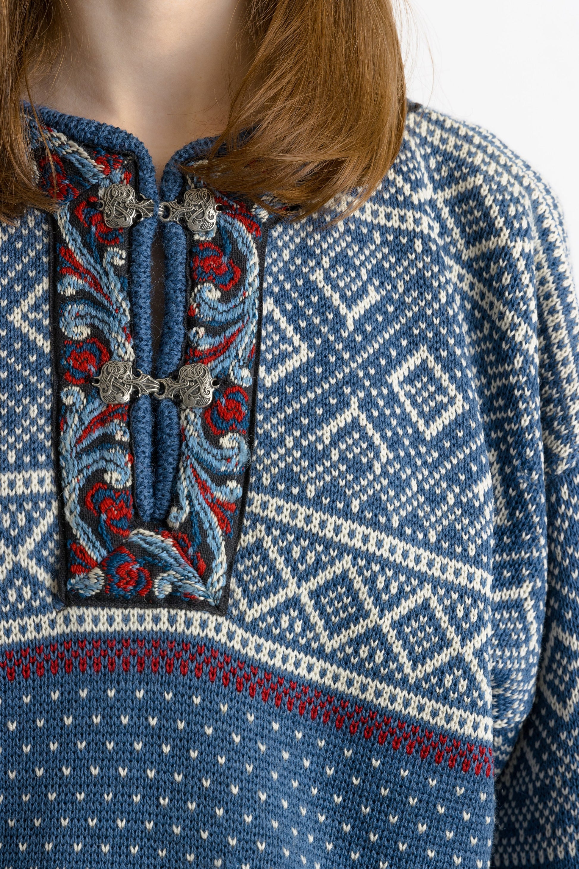 80s Vintage Norway Knitwear Abstract Ornament Wool Jumper Sweater/ Vintage Woman Fair Isle Wool Sweater size Mens Medium