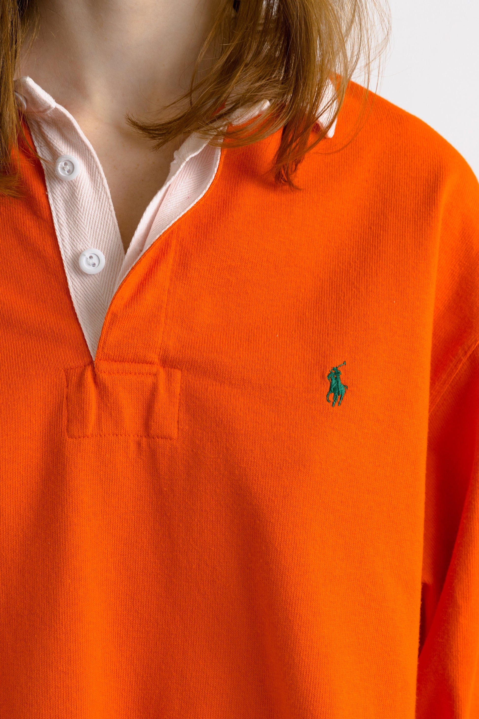 Vintage Ralph Lauren Orange Cotton Logo Long Sleeve Top Pullover Unisex Shirt/ Vintage Ralph Lauren Unisex Yellow Size M Man Top