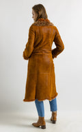 80s Vintage Suede Sheepskin Leather Shearling Fastens Coat size Small/Vintage Leather Shearling Coat/Vintage Woman Winter Suede Coat