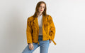 70s Vintage Vtg Rare Retro Woman Suede Leather Aztec Mexican Woman Vintage Crop Jacket with Fringe Girlfriend Gift Present Size Small