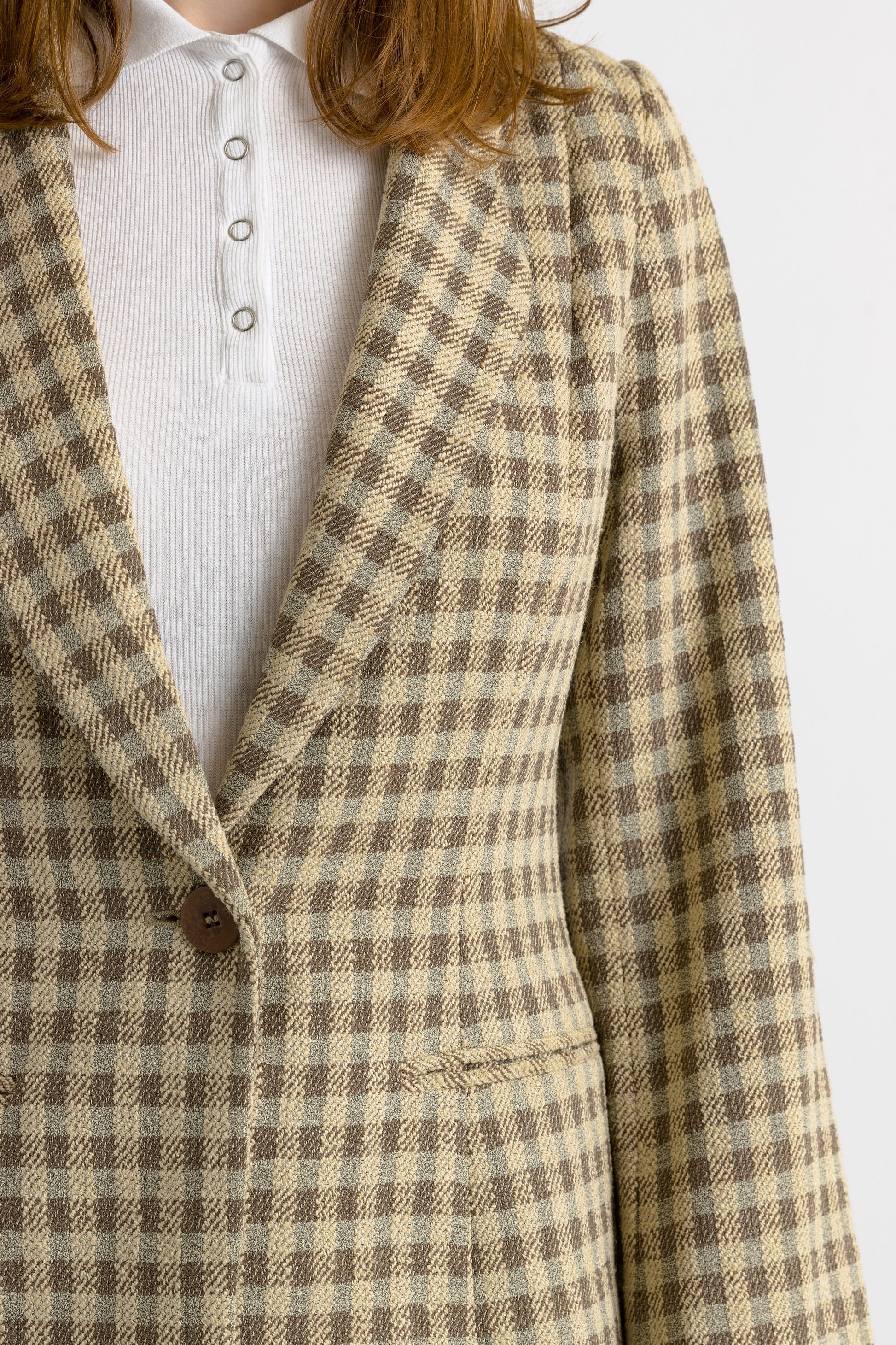 80s Vintage Giorgio Armani Checked Length Sleeve Midi Buttons Up Long Style Blazer Size S Small. Vintage Giorgio Armani Blazer