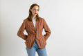 80s Vintage Vtg Rare Checked Lined 100% Linen Long Style Buttons Up Long Length Blazer Jacket Outwear