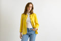 90s Vintage Pure Wool Yellow Long Maxi Blazer Jacket Button Up