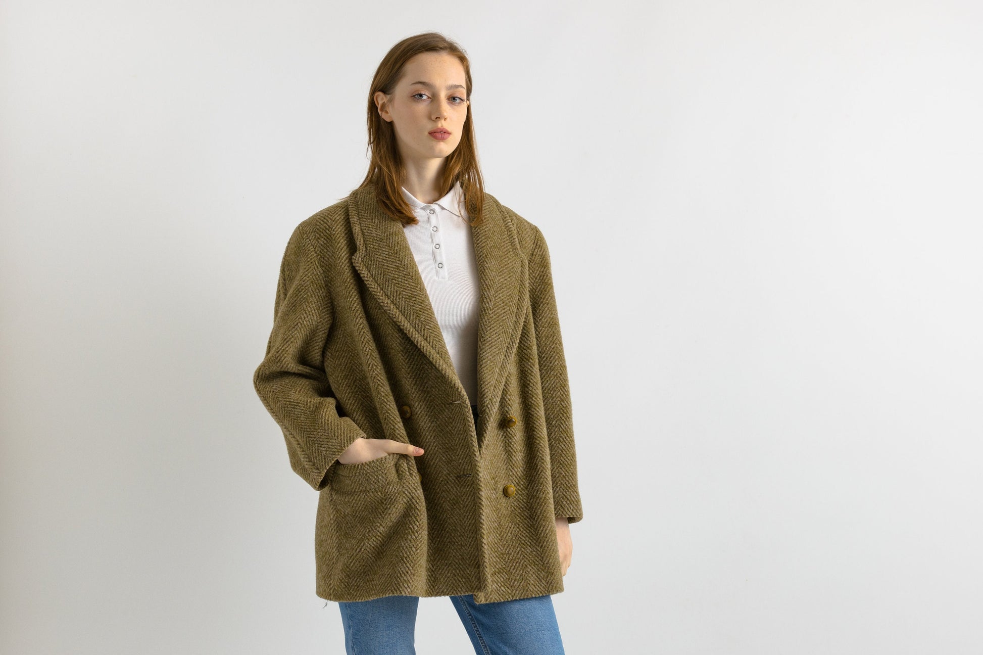 80s Woman Alpaca with Wool Women Vintage 80s winter coat brown wool coat outerwear midi winter coat vintage clothing Medium