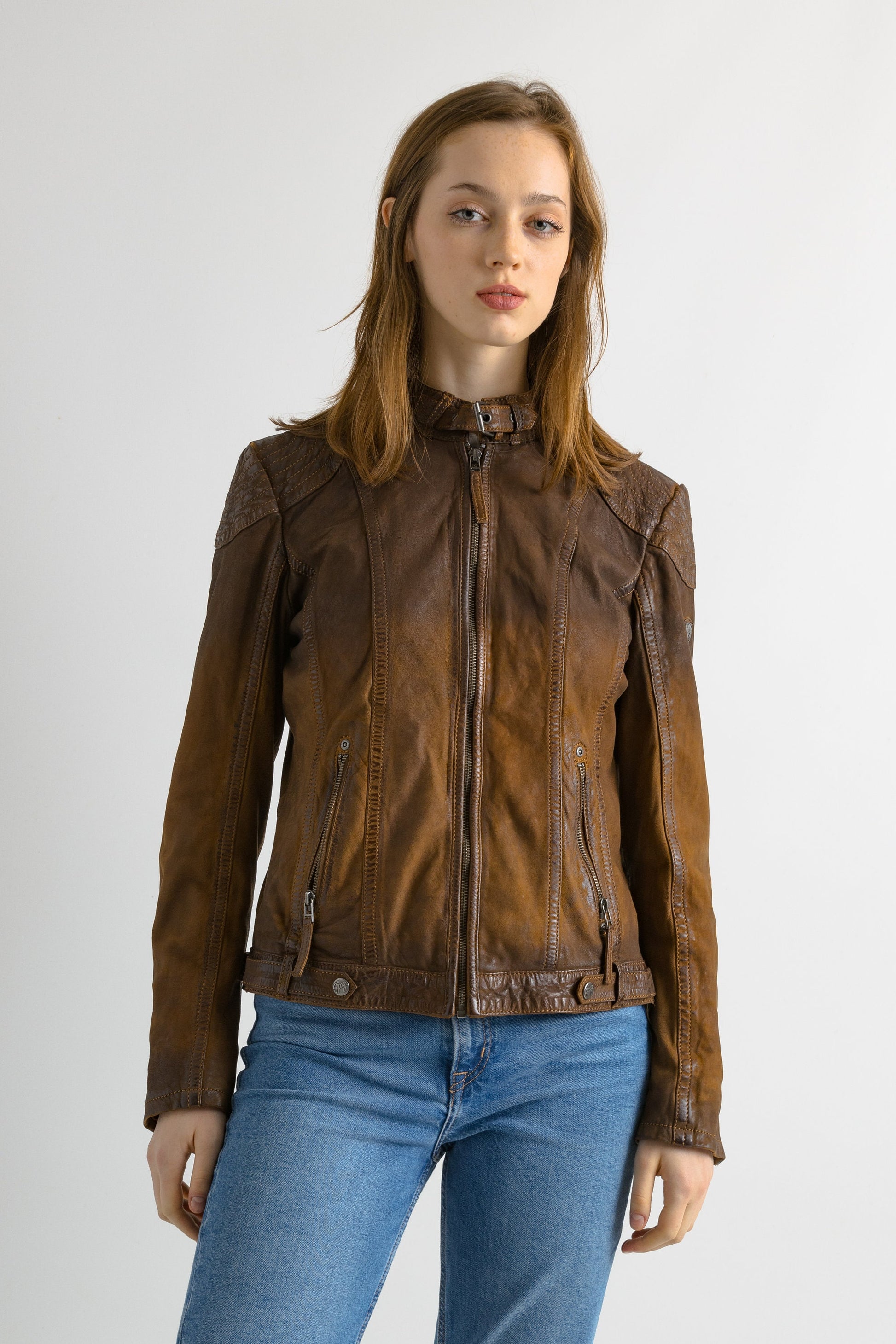 Brown Leather Biker Jacket 90's, Size L, Women Rocker Jacket, Vintage Motorcycle Jacket, 1990s Leatherwear, Moto Outfit, Gipsy Jacket