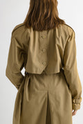 80s Vintage Vtg Rare Beige Maxi Long Buttons Up Lined Trench Coat Outwear Girlfriend Gift Present