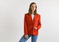 80s Vintage CERRUTI 1881 Wool Long Sleeve Red Midi Buttons Up Long Style Blazer Size M Medium. Vintage Woman Red Wool Blazer.