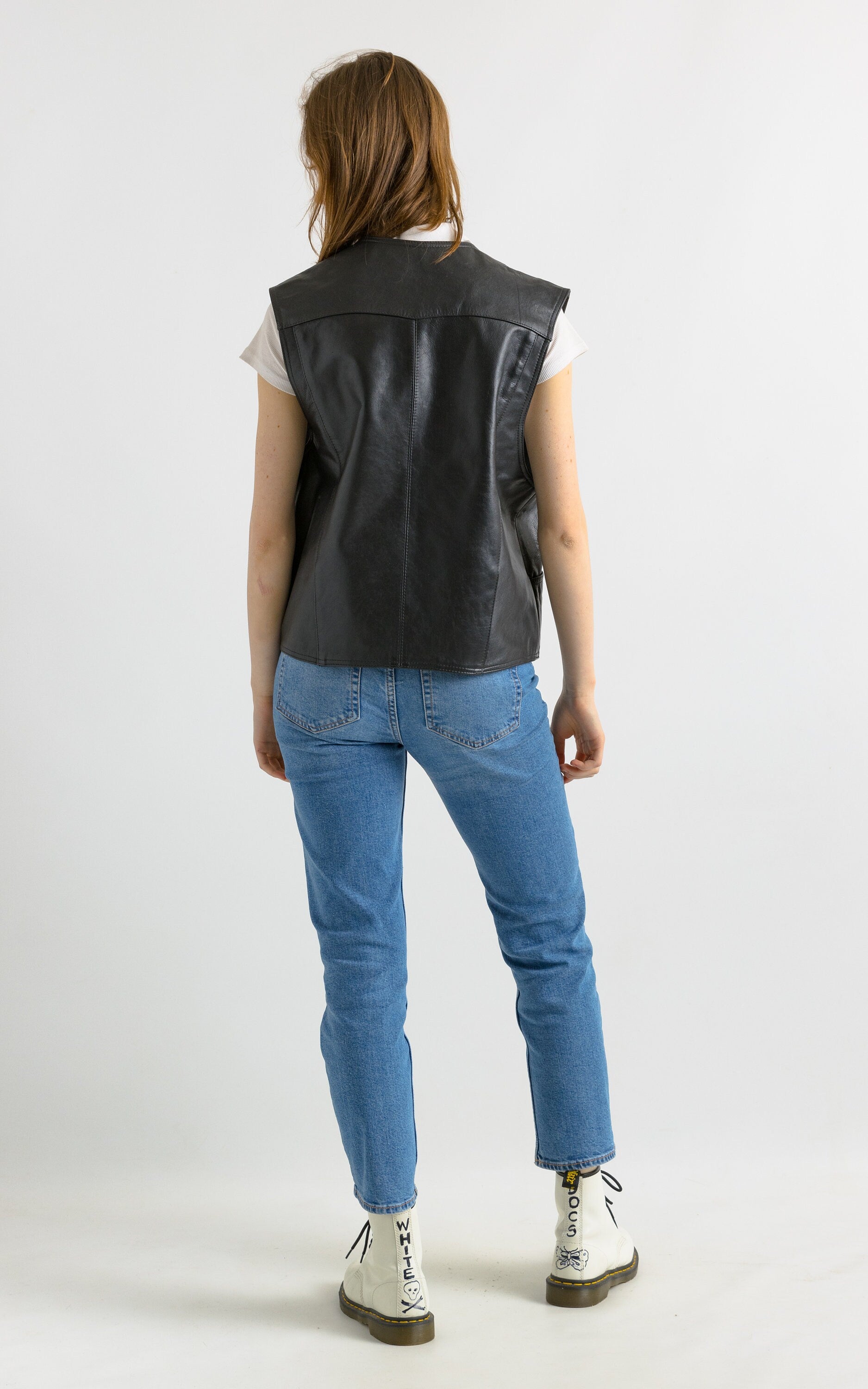 Vintage Black Leather Vest made, UNISEX Women Small Size Top, Black Leather Vest, Southwest Leather Top, Motorcyckle Vest