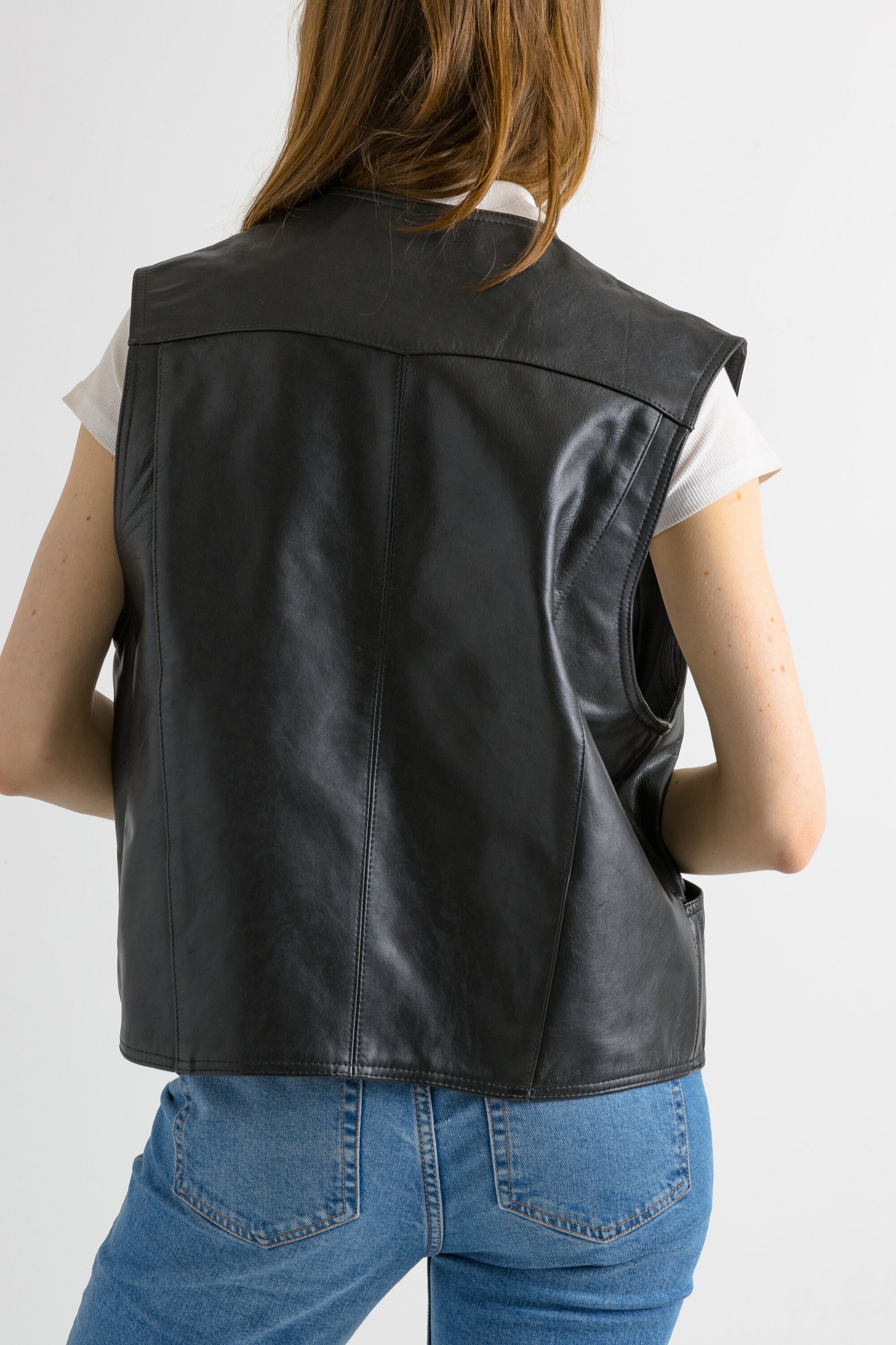 Vintage Black Leather Vest made, UNISEX Women Small Size Top, Black Leather Vest, Southwest Leather Top, Motorcyckle Vest