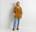 80s Vintage Suede Sheepskin Leather Shearling Fastens Coat size Womens 42/Vintage Leather Shearling Coat/Vintage Woman Winter Suede Coat